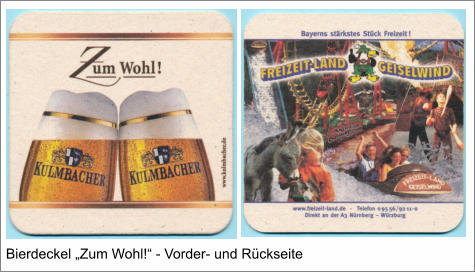 Bierdeckel „Zum Wohl!“ - Vorder- und Rückseite